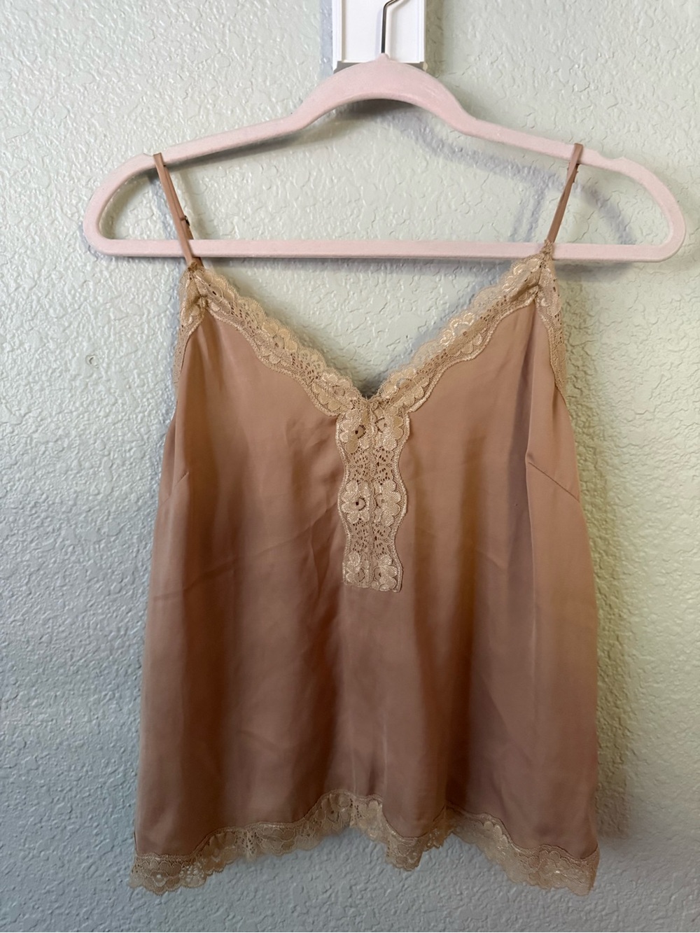 Forever 21 Blush Lace Trim Satin Cami